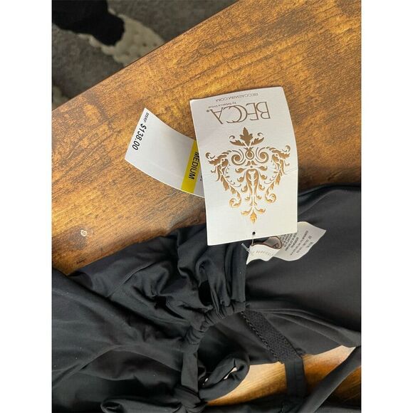 Becca Women's Black One-Piece Swimsuit M Deep V-Neck Cutout Design - Picture 4 of 8